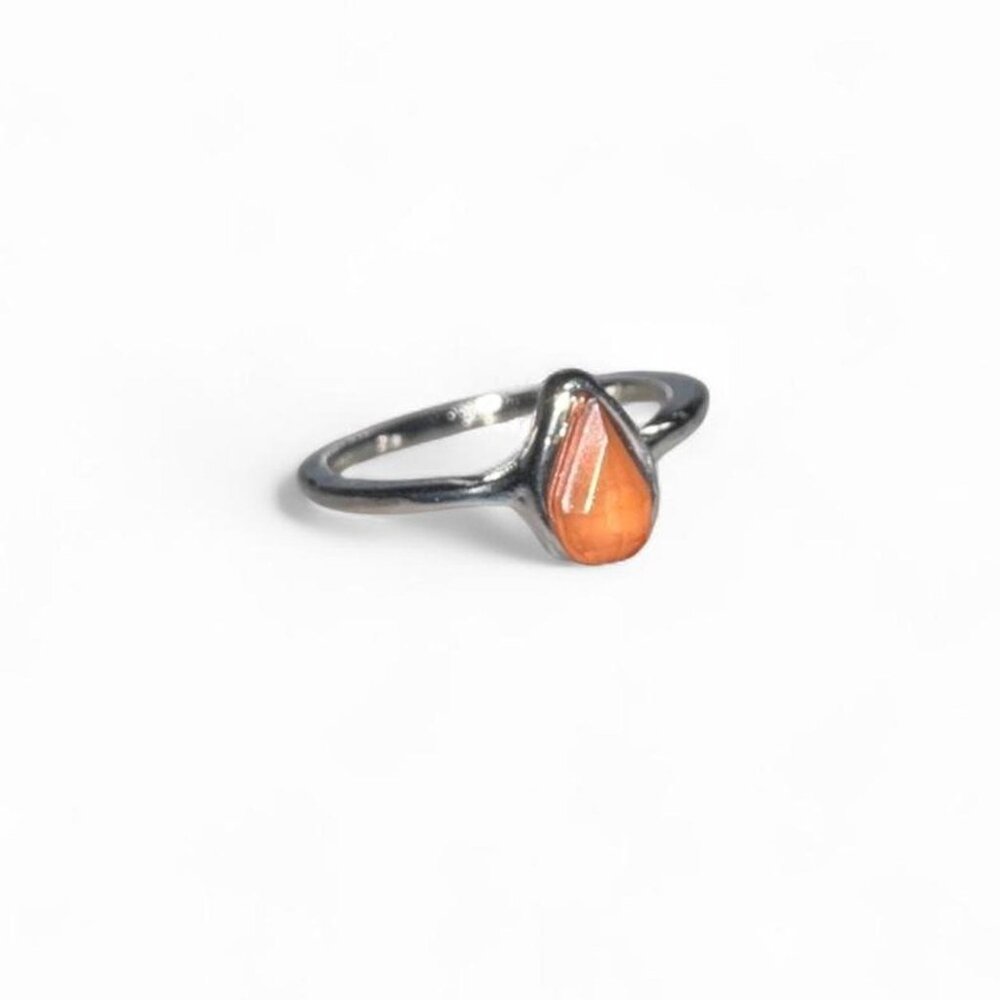 Size 4 Silver orange faux stone ring #crystaljewellery #boho #hippie #jewelry